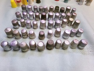 Vintage Thimbles Lot Of 50 Various Styles Size Metal Thimbles Lot #2
