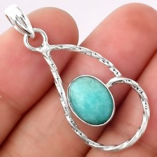 Natural Paraiba Amazonite 925 Sterling Silver Pendant Jewelry P-1003