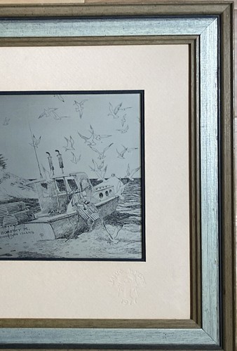 Vintage Jamie Wyeth’s Coast of Maine geätzte Kunst auf Sterlingsilber mit Echtheitszertifikat 20”x16” - Bild 5 von 15