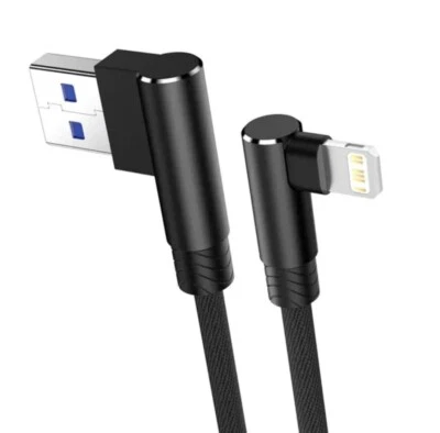 USB Kabel Schnellladekabel 90°gewinkelt Ladekabel für iPhone iPad kompatibel 1m - Bild 1 von 4