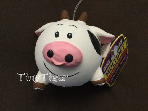 Multipet Animal Ball Squeaker Dog Toy Cow 3 inch rare - Picture 2 of 2