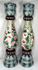 Cassandra Colburn Candle Holders Vtg Hand Painted - The Blue Goose Farm Studio
