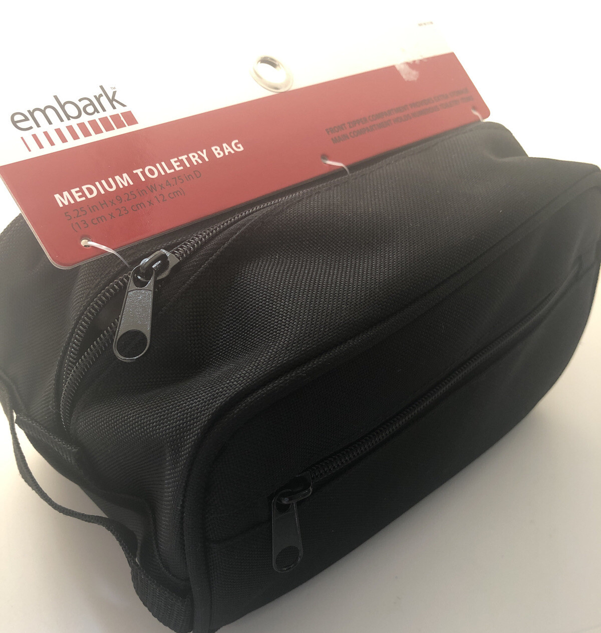 Genuine Embark Black Nylon Medium Travel Toiletries Bag 5.25Hx9  