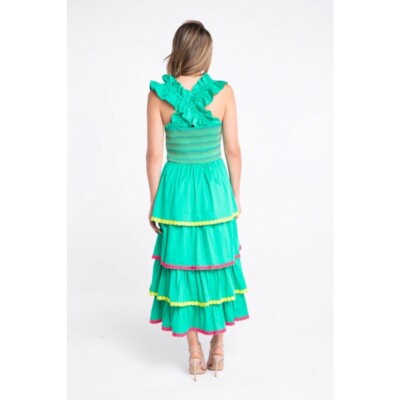 Alden Adair NWT Jade Green Frida Tiered Ruffle Smocked Midi Dress Sz S 4-6  | eBay