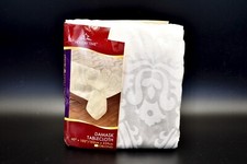 Damask Tablecloth,White,52 Cotton/48 Polyester, 80558, 60"x102"Oblong