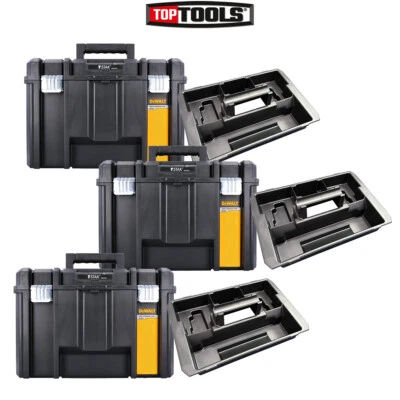 3 x DeWALT DWST1-71195 TSTAK VI Deep Tool Storage Box 23L With N492058 Tote Tray