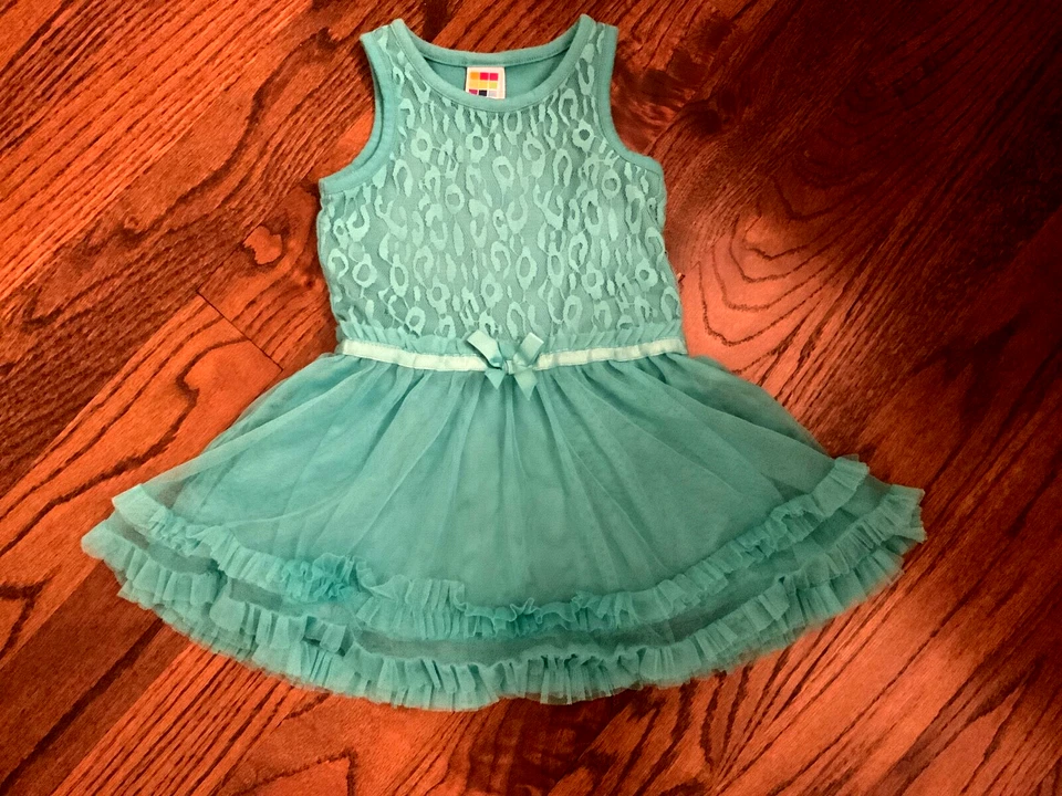 Vestido Navidad Princesa Niña Verde Suave Suave Encaje Frontal Lazo Talla 24 Meses Foto 3 de 4