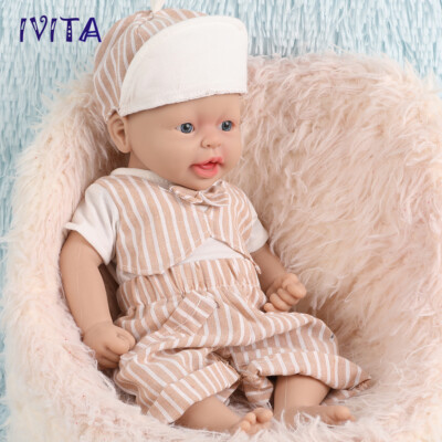 IVITA 15''Lebensechte Junge Neugeborene Reborn Baby Ganzkörper Silikon Puppe