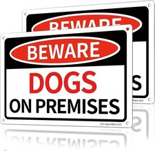 Dog On Premises Sign - 2 Pack 10  10 7 IN - DogOnPremises, White/Red/Black