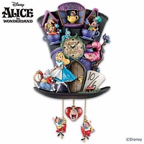 Disney ALICE IN WONDERLAND "Mad Hatter" Wall Cuckoo Clock NEW - Image 2 of 4