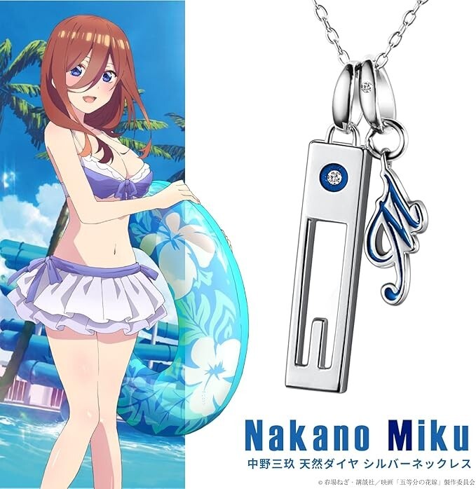 Collar colgante de plata con diamantes Miku Nakano de los quintillizos por excelencia