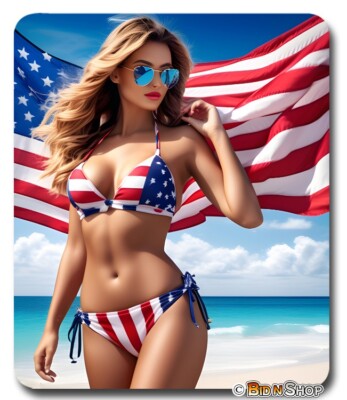 Swimsuit Model USA Flag ~ Mouse Pad / Mousepad ~ Sexy Beach Babe Patriotic Gift