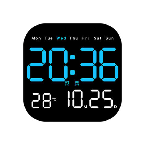 LED Digital Wall Clock Temperature Date Week Display Alarm Clock Remote Control - Picture 14 of 17