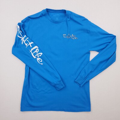 Salt Life Shirt Mens Small Blue Pirate Flag Skull Fishing Outdoor Preppy