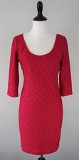 Guess Pink Scoop Neck 3/4 Sleeve Stretch Bodycon Sheath Midi Dress Size 8
