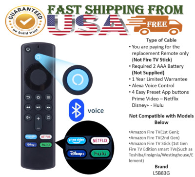 Replacement Amazon Fire TV Stick L5B83G 4K 3rd Gen Alexa Voice Control Remote