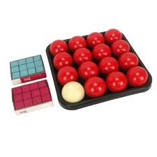 Snooker Billiard Pool Balls Set of 15 Red 1 Cue Ball 2 Boxes of Chalk