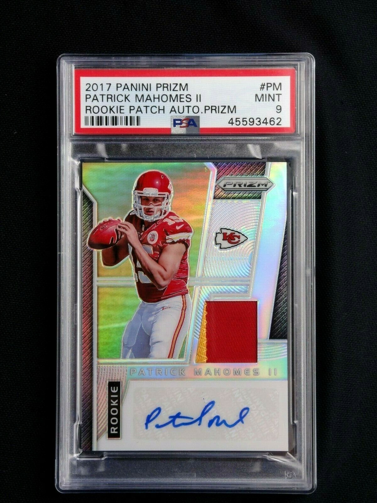 PATRICK MAHOMES 2017 PANINI PRIZM PSA 9 ROOKIE PATCH AUTO 10/99 MINT RPA