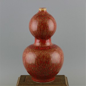 Chinese Old Marked Flambe Beauty Flush Glaze Porcelain Double-Gourd Vase