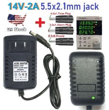 Tested 14V 2A AC Adapter DC Power Supply Charger Cord 5.5x2.1mm with 3 DC Plug