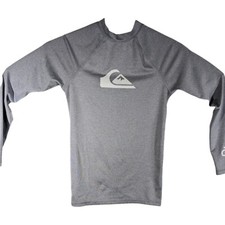 Quicksilver Rash Guard Swim Surf Shirt Long Sleeve Size Medium Gray 12 Year Kids
