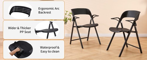 Plastic Folding Chairs with Detachable Armrest, Portable Folding Office Chair - Picture 29 of 60