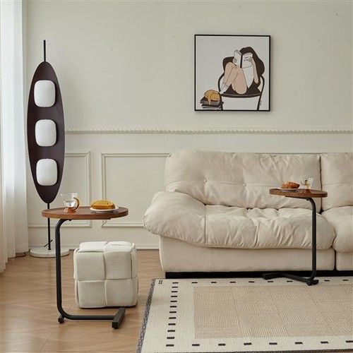 C Shaped End Table Small Side Table Narrow Brown for Sofa Couch and Bed Bedroom - Picture 10 of 11