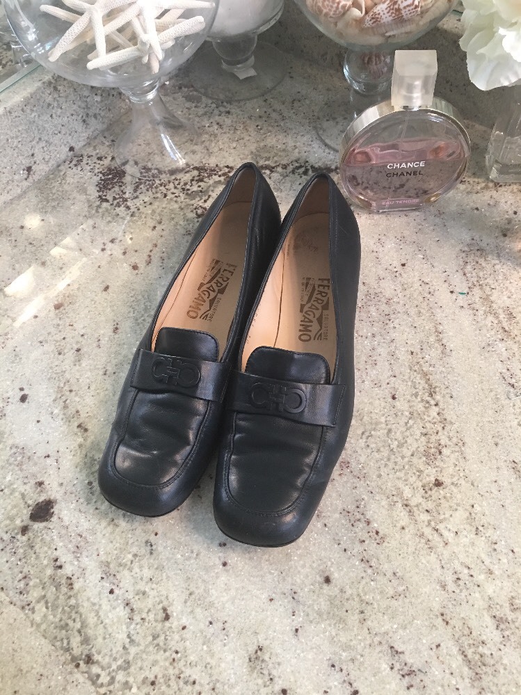 Salvatore Ferragamo Navy Leather Bit Loafers with Gold Hardware $850 FERRAGAMO -  main image 4