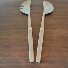 MCM Fork and Spoon SALAD SERVER SET 13" Glossy Stainless from Austria 