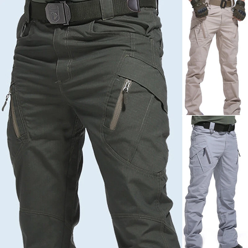 Mens Waterproof Tactical Work Trousers Cargo Pants Combat Fishing Hiking  Outdoor