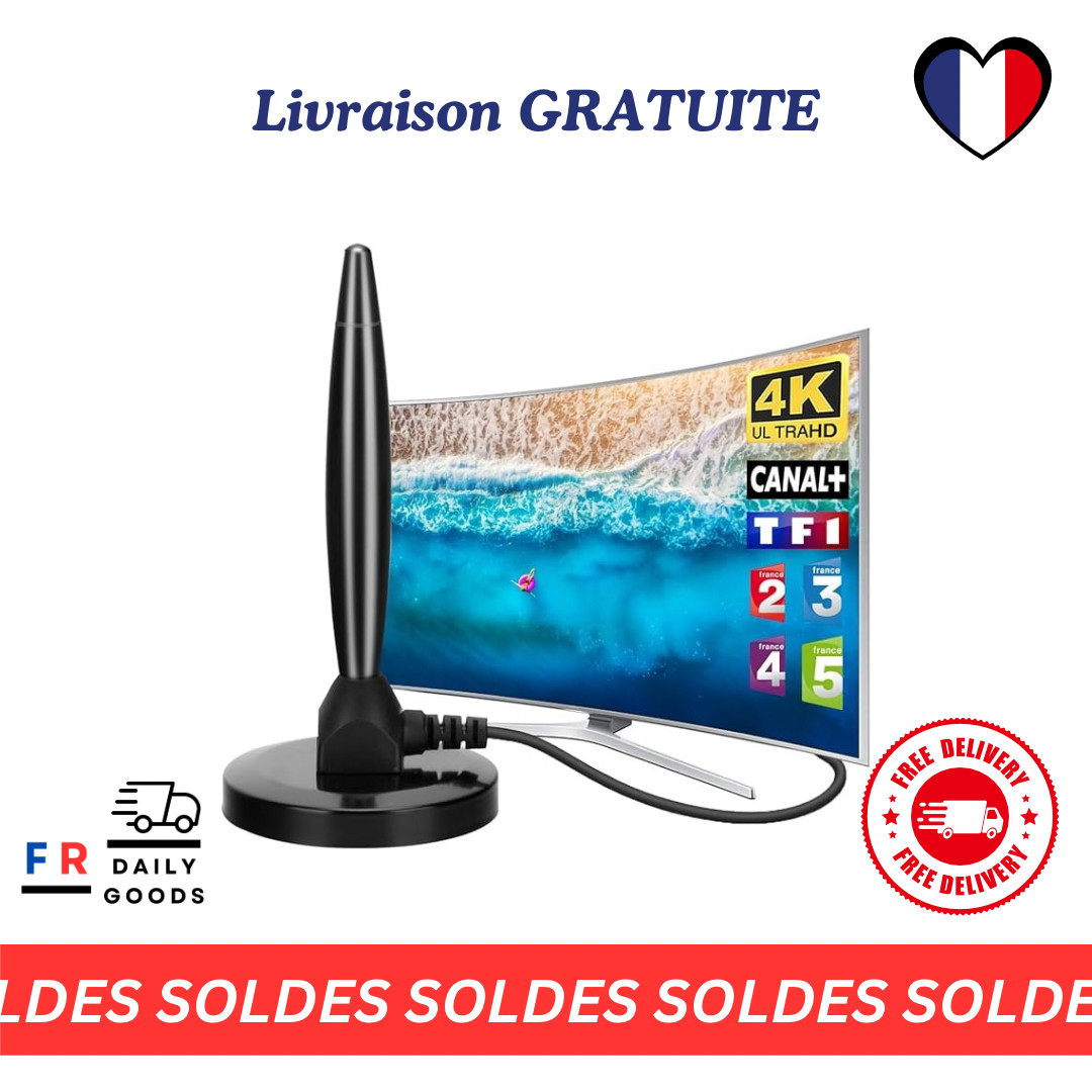 Antenne TV Interieur Puissante 360 Degres Recepteur TNT HD Longue Portee