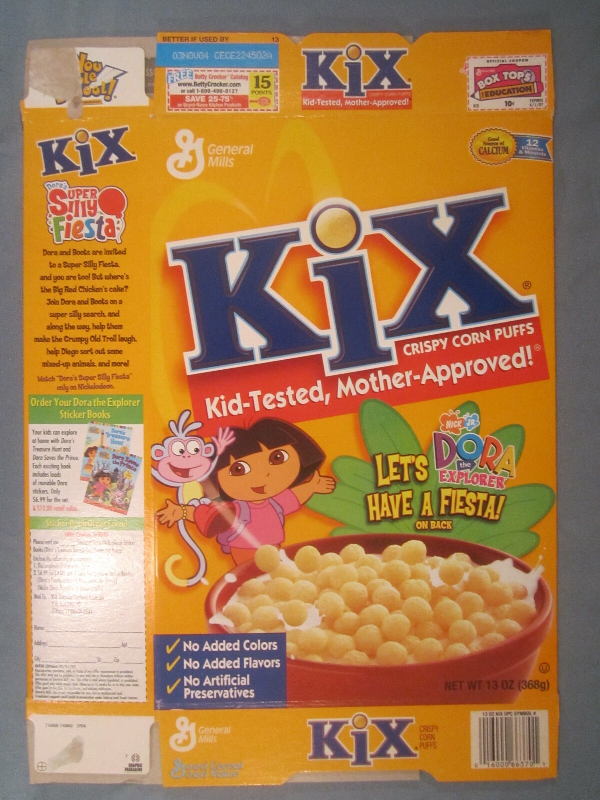 2003 MT GENERAL MILLS Cereal Box KIX Dora The Explorer [Y155C10e] eBay