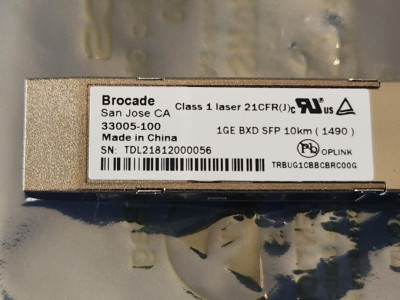 New Brocade 33005-100 BIDI SFP E1MG-BXD 1490nm/1310nm 10km SMF Simplex LC