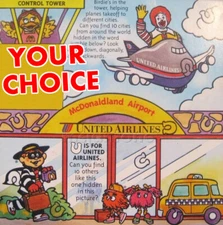 McDonald's UNITED AIRLINES Friendly Skies AIR PLANE Hangar AIRPLANE Toy CHOICE