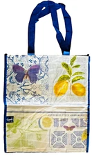 BLUE & YELLOW Waterproof Non-woven Box-bottom Standing Reusable SHOPPING BAG