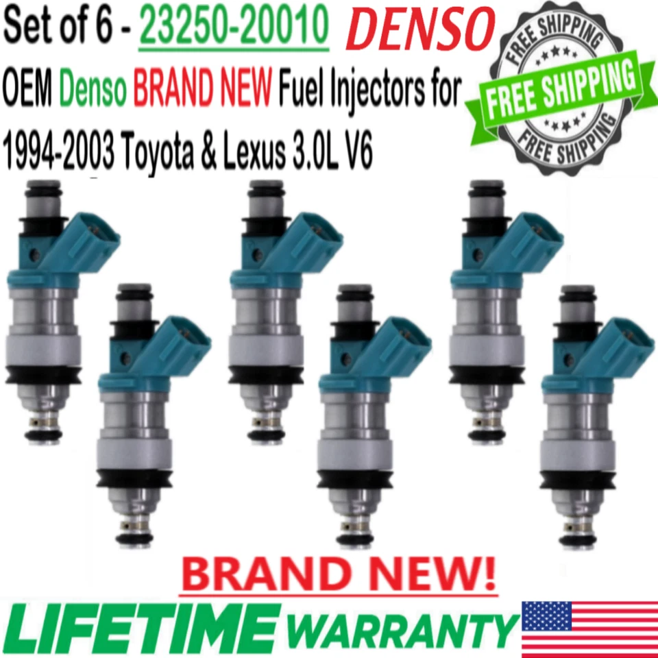 6 juegos de inyectores de combustible nuevos OEM Denso HP Upgrade para Lexus ES300 1994-2001 3,0 L V6 Foto 2 de 4