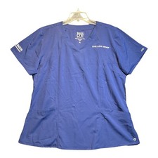 Barco One Scrub Top V-Neck Princess Perforated Women's Top 4 pocket Indigo XL