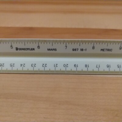 Staedtler 987 18-1 Triangle Architect Drawing Scale 12 in Ruler Red Blue White