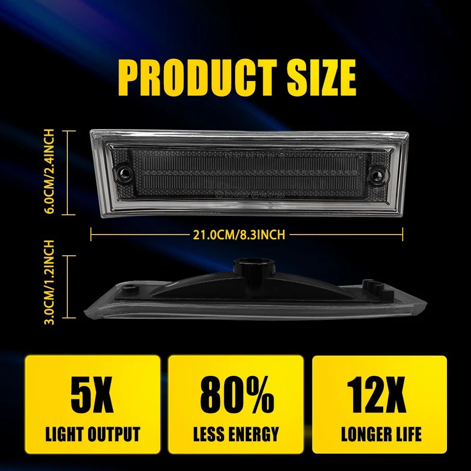 Luz de marcador lateral LED blanca con lente de humo para 81-91 Chevrolet C10 C20 C30 GMC 2-10X Foto 3 de 4