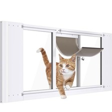 Cat Door for Window Adjustable to Fits 33  -38  Width Sliding Windows Aluminum Pet