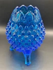 Fenton Blue Hobnail Art Glass Vase Glossy Decorative Three-Legged MCM Vintage 5"