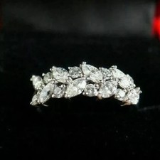 2CT Marquise Cut Lab Created Diamond Engagement Wedding Ring 14k White Gold Over