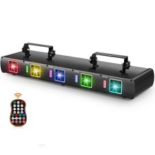 U King Stage Laser Light, 5 Beam Sound Activated DJ Party 1 Pack, Black
