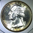 1950 P ** Washington Quarter ** Beautiful Color ** Superb Gem BU ** Album Toned