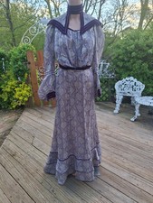 True VTG Edwardian 1910s Cotton  Velvet Print Tea Dress 2 Piece