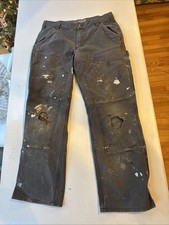 Carhartt Men's Vintage Carpenter Pants Brown, Size 32x30, Distressed Grey