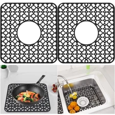 TOOVEM 2PCS Kitchen Sink Mats, Sink Protectors for Kitchen Sink, 11.5 x12.25 ...