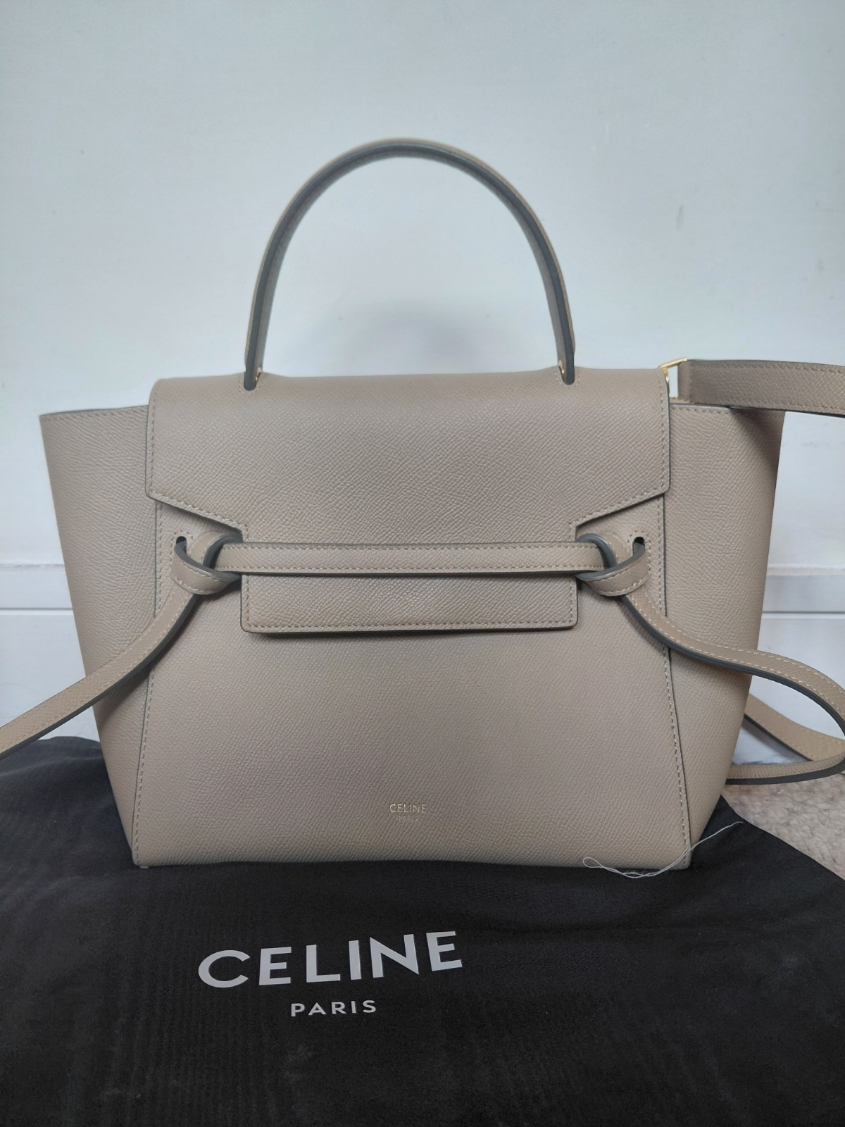 CELINE Belt Bag Shoulder Bag Micro Light Taupe Leather