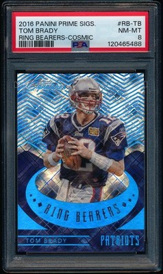 2016 Panini Prime Signatures Tom Brady Ring Bearers Cosmic #'d /100 PSA 8 NM-MT