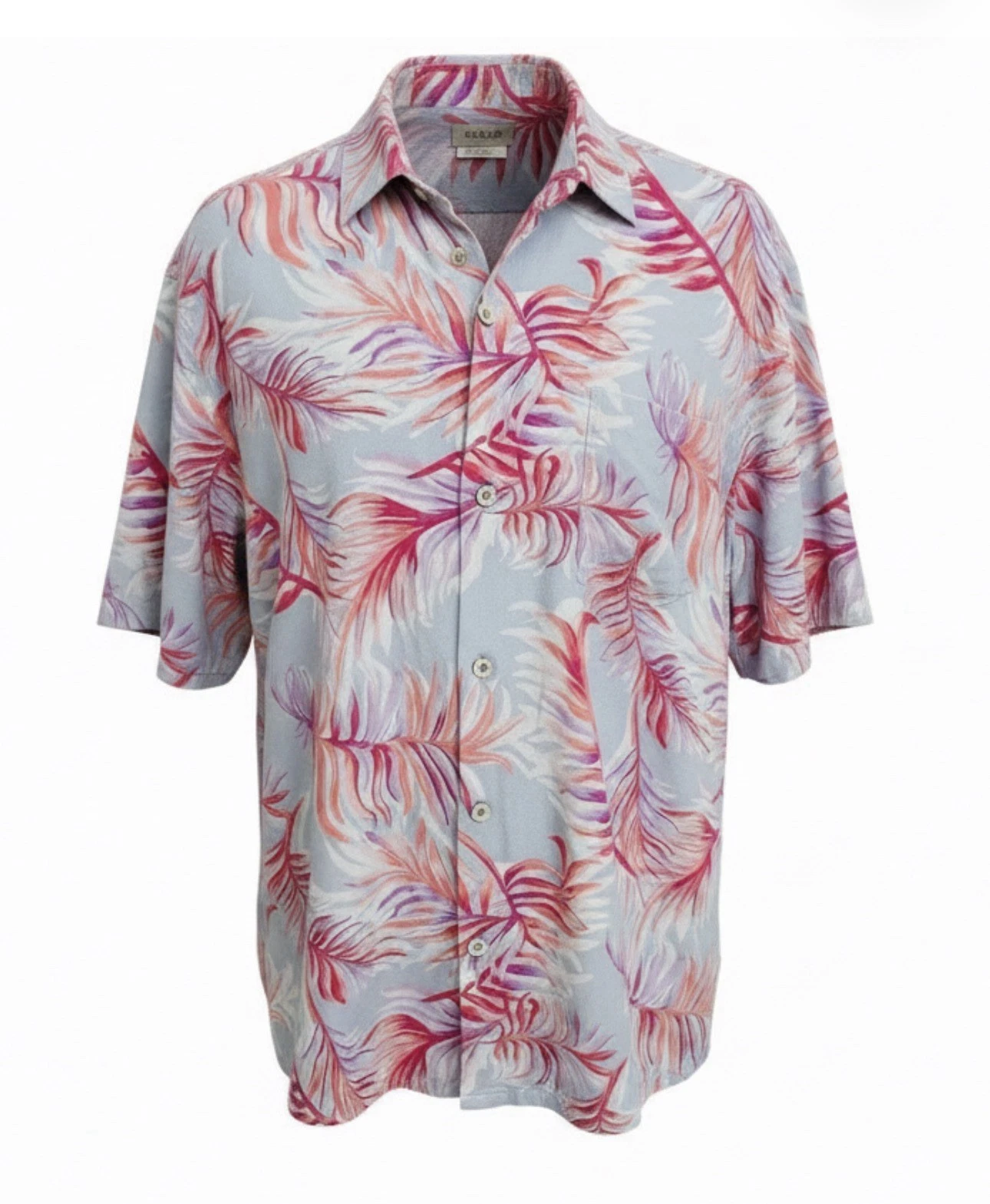 Tommy Bahama 100% Silk Hawaiian Camp Shirt XXL Tropical Palm Leaf Print